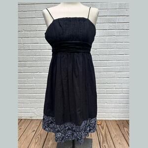 APNY Y2K Black Cotton Embroidered White Dress